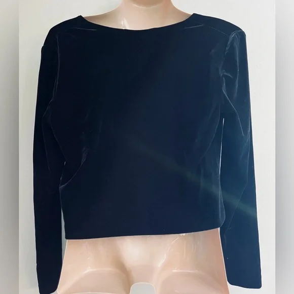 Donna Ricco Black Velvet Long Sleeve Cardigan Sweater SZ10 - Picture 4 of 5